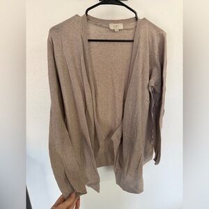 LOFT Open-Front Cardigan in Taupe